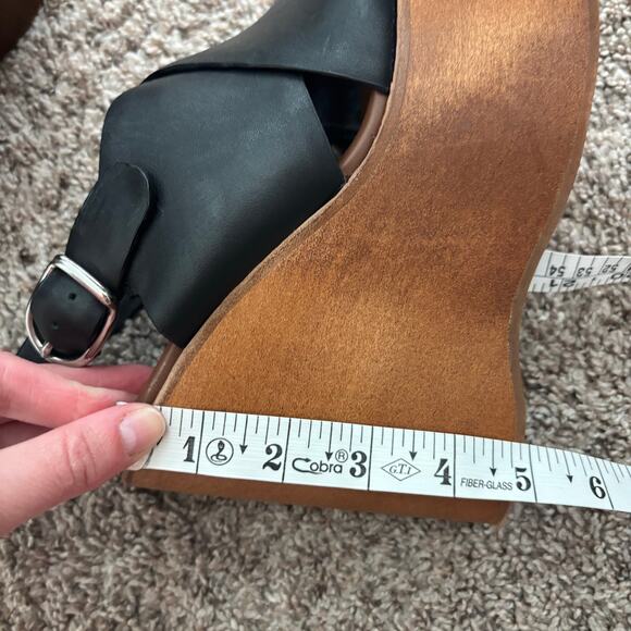 Jeffrey Campbell Fiddle Platform Wedge Heels Sz 6 Black Slingback - Picture 11 of 14